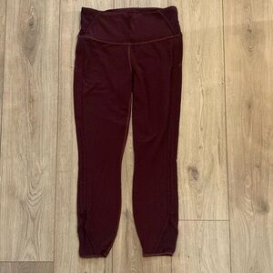Athleta | Cropped Maroon Leggings with Side Detailing | Size Medium